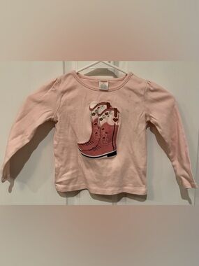 Gymboree Light Pink Tee with Pink Cowboy Boot Appliqué